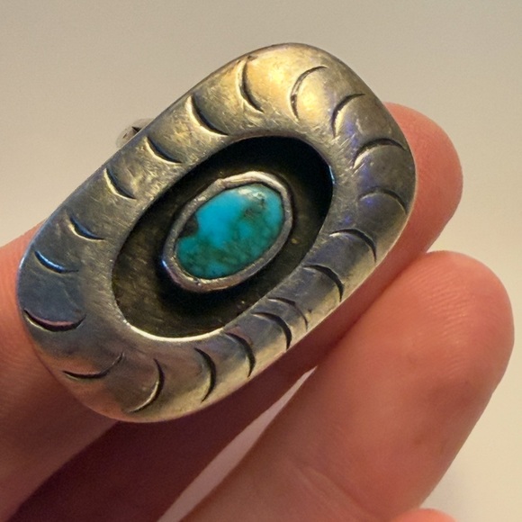 Other - Vintage Navajo silver shadow box turquoise ring